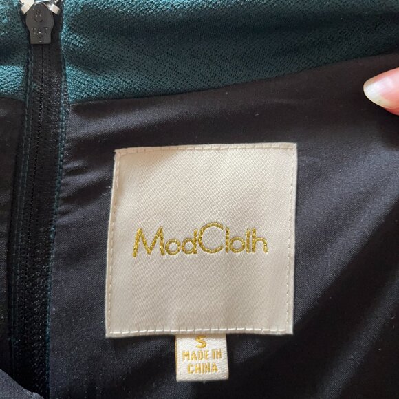 ModCloth Dark Green Midi Dress | Keyhole Neckline & Bow Tie | Size S - Picture 6 of 8